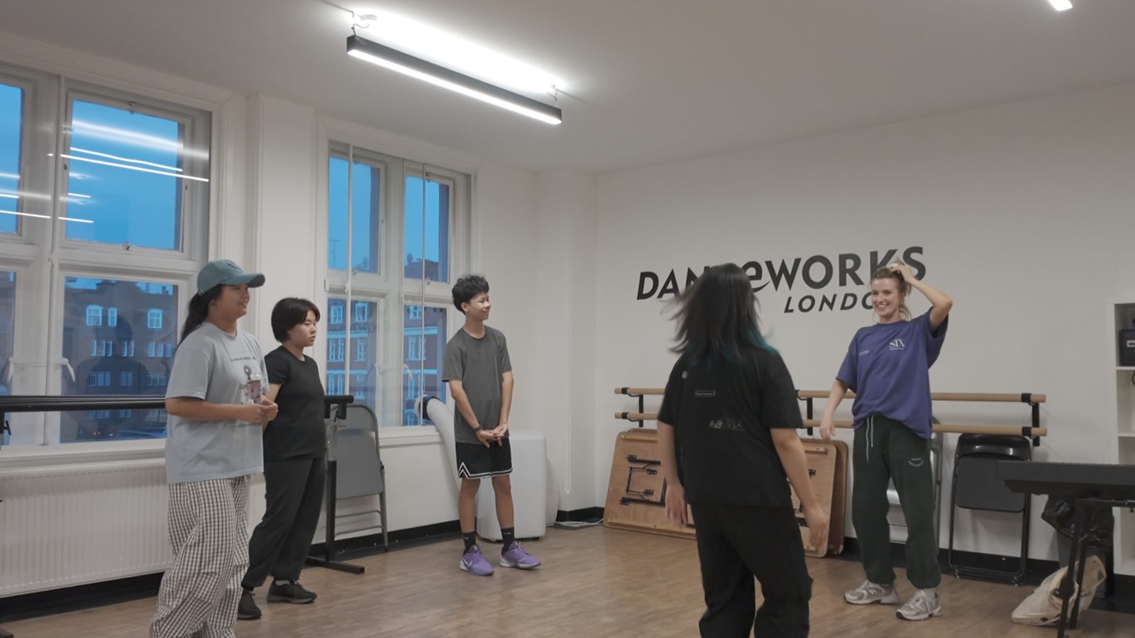 Students in a movement session in a London studio